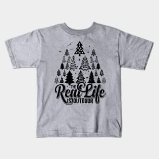 christmas trees mountain outdoor nature hiking gift Kids T-Shirt